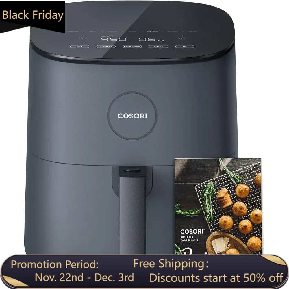 

Air Fryer 5-Qt, UP to 450℉, Quiet Operation, 85% Oil less, 130+ Exclusive Recipes, 9 Customizable Functions in1, Dishwasher Safe