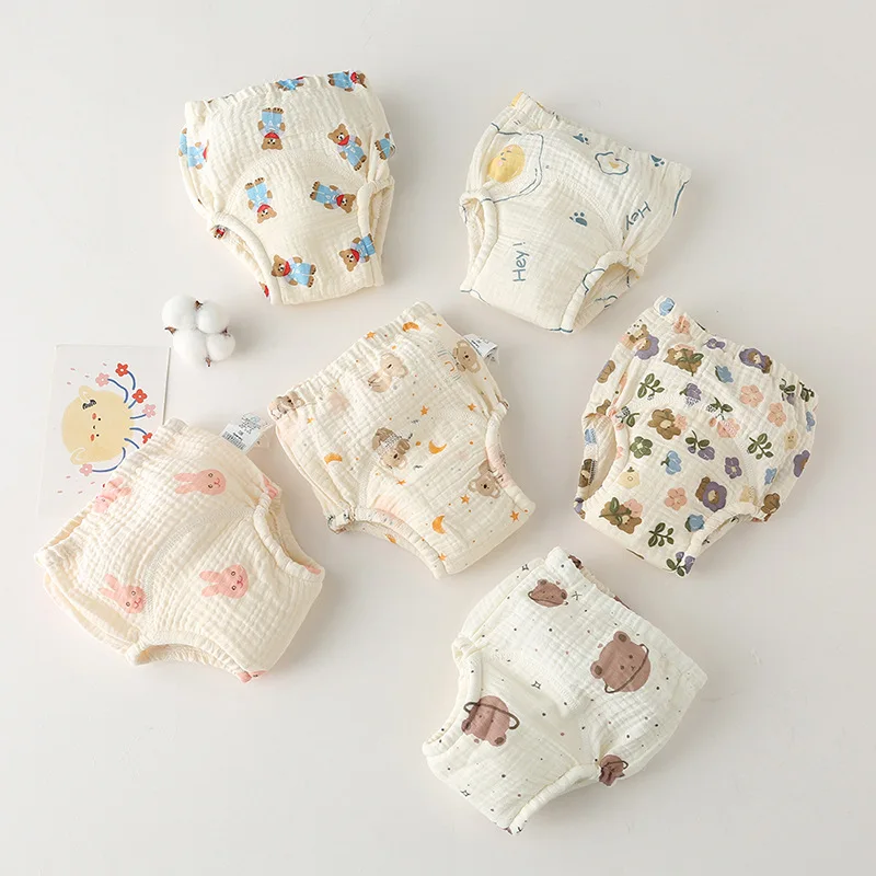 Washable Baby Training Pants Cotton Diapers Bubble Gauze Nappy Breathable Reusable Children's Underwear Toddler Cloth Diapers
