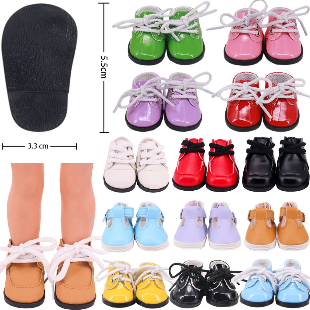 5.5Cm PU Leather Material Lace-up Shoes For 14 inch Wellie Wisher & 32-34 Cm Paola Reina Doll Shoes 20 Cm KPOP Dolls Accessories