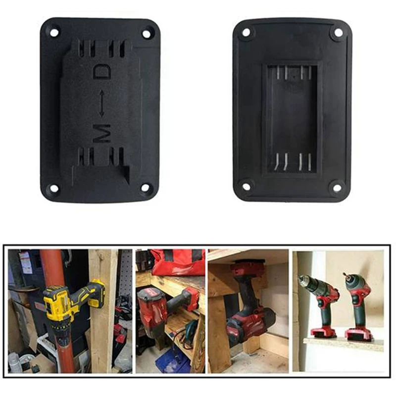 10 Sets Of Tool Mounting Brackets For Dewalt 20V 12V M18 Lithium Battery With Stainless Steel Screws (Black)