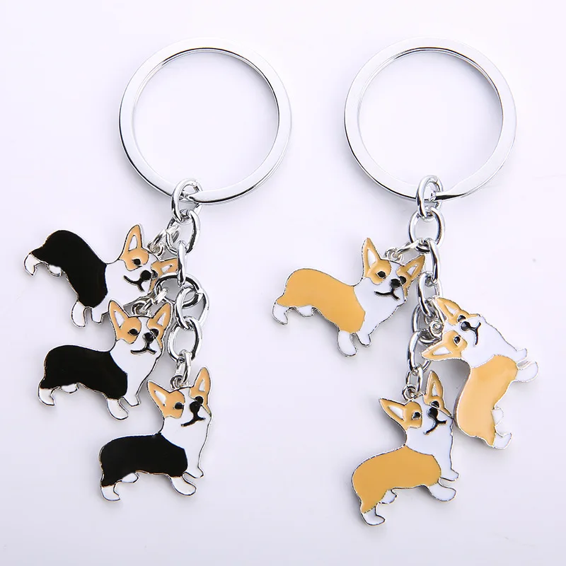 Dog Key Chain Pet Dog Cocky Dog Bichon Samoye Bulldog Husky Pug Chenery Enamel Multiple accessories Pendant Key Chain