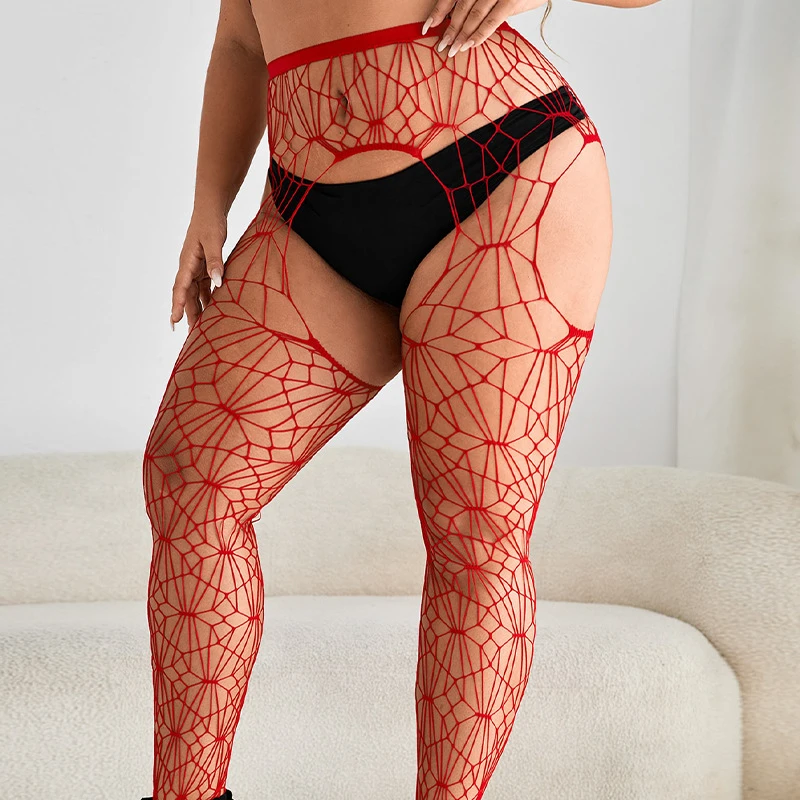 

Plus Size Tights Women High Waisted Pantyhose Black White Red Open Crotch Sexy Lingerie Lady Thigh High Stockings Erotic Legging