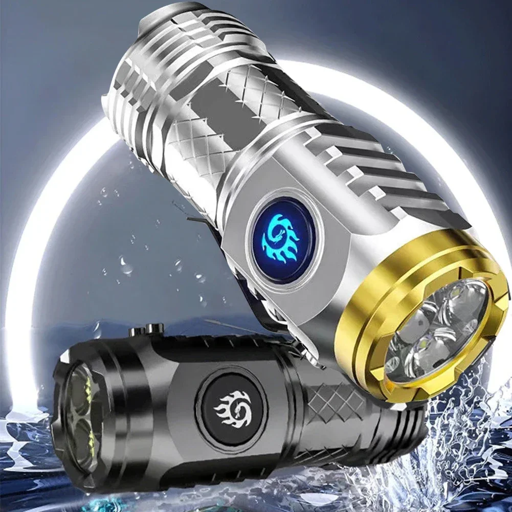 Powerful Mini LED Flashlight Super Bright Aluminium Pocket Torch 5 Modes Rechargeable Waterproof Hiking Camping Flash Light