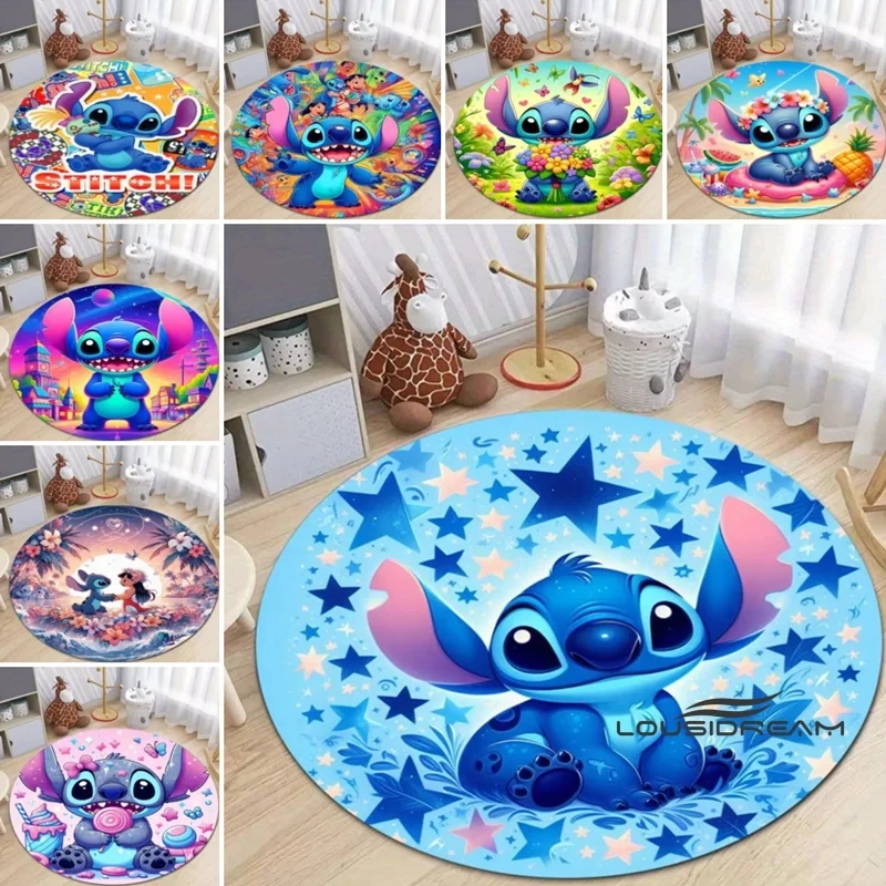 MINISO DISNEY Cartoon Lilo & Stitch Print Round Carpet Living Room Bedroom Table Chair Sofa Decorative Carpets Exquisite Gift