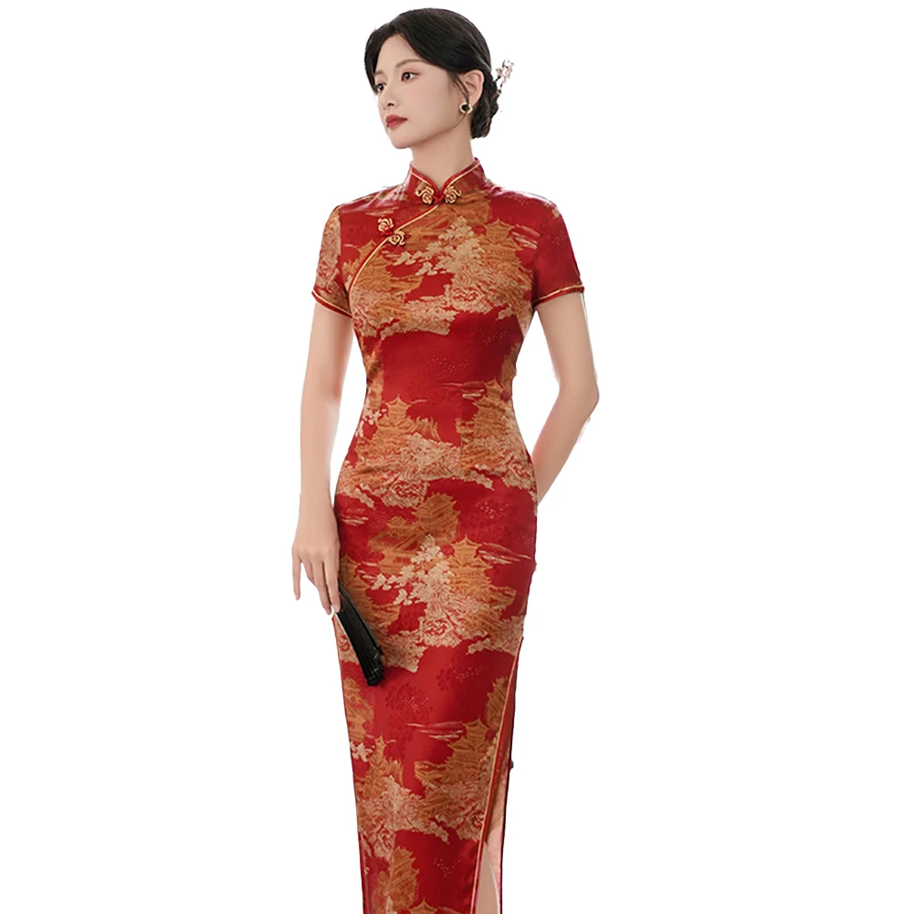 Mode heiß durchführen Hochzeit Frauen Kleid Qipao lange Qipao Frauen chinesische Cheong sam lange Qipao Hochzeit führen Hochzeit durchführen drucken