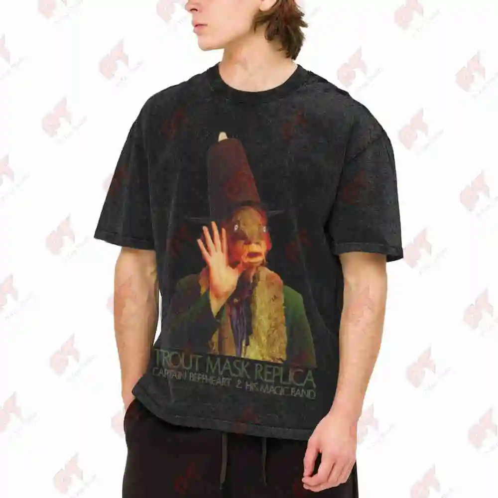 Captain Beefheart Trout Mask Replica Magic Band Vintage Washed Tee Pure Cotton T-Shirt