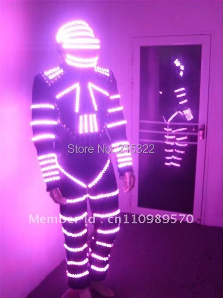 LED Robot Full Color Smart Pixel Suit Costume Light Up Stilts Walker Clothing Helmet Laser Gloves LED Luminous Jacket Clothes