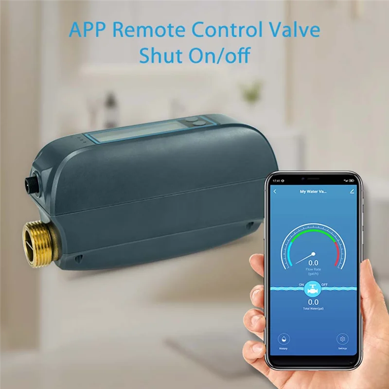 FEDI-Tuya Smart Wifi Water Valve With Water Flow Rate And Water Meter Shut On/Off Remote Control Real Time Display