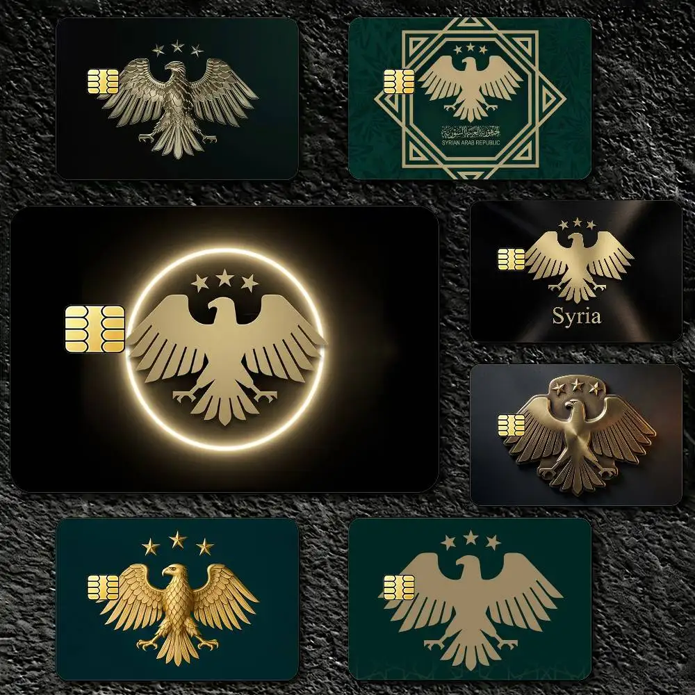 Eagle Syrian New 2026 Logo Flag Decorative Waterproof Film Skin Cover Credit Card Stickers Debit Front Bank Bus Pass