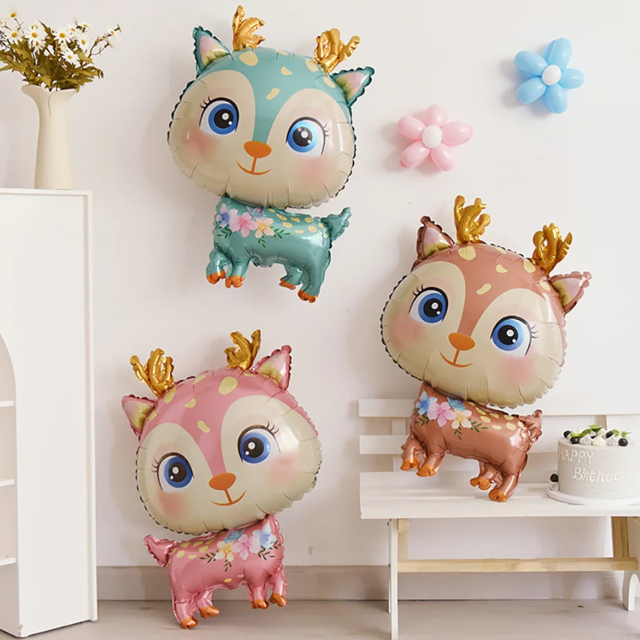 TEEKAA Christmas Fox Balloon Cartoon Jungle Sika Deer Balloon Children's Day Supplies Merry Christmas Happy Birthday Party Decor