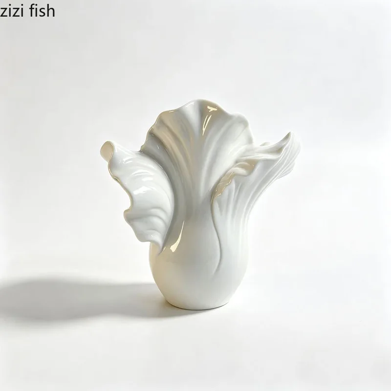 Cabbage Shaped Ceramic Vase Frosted Abstract Flower Vessel Flower Arrangement Vase Dining Table Ornament Home Decor Ornament