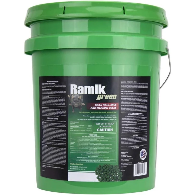 Neogen Ramik Green Fish Flavored Weather Resistant Rodenticide Pellets, 20-Pound bucket