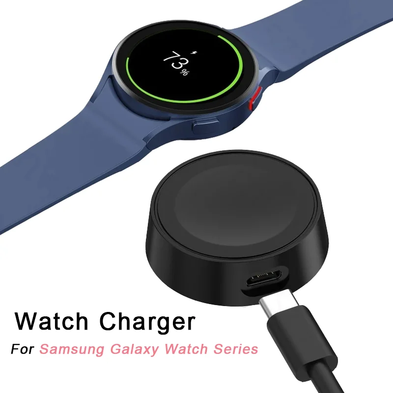 

Портативное беспроводное зарядное устройство для часов с кабелем Type-C и брелоком для Samsung Galaxy Watch 7, 6, 5 Classic, Pro, 4, 3, Active 2, док-станция для быстрой зарядки