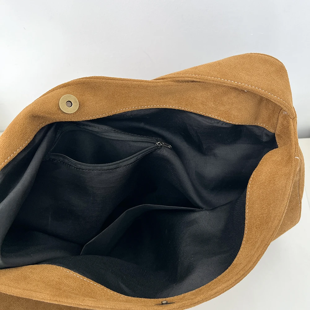 

Women Large Capacity Shoulder Bag Stylish Tweed Fabric Work Tote Bag All-Match Bag for Daily Office Use Solid Color Handbag