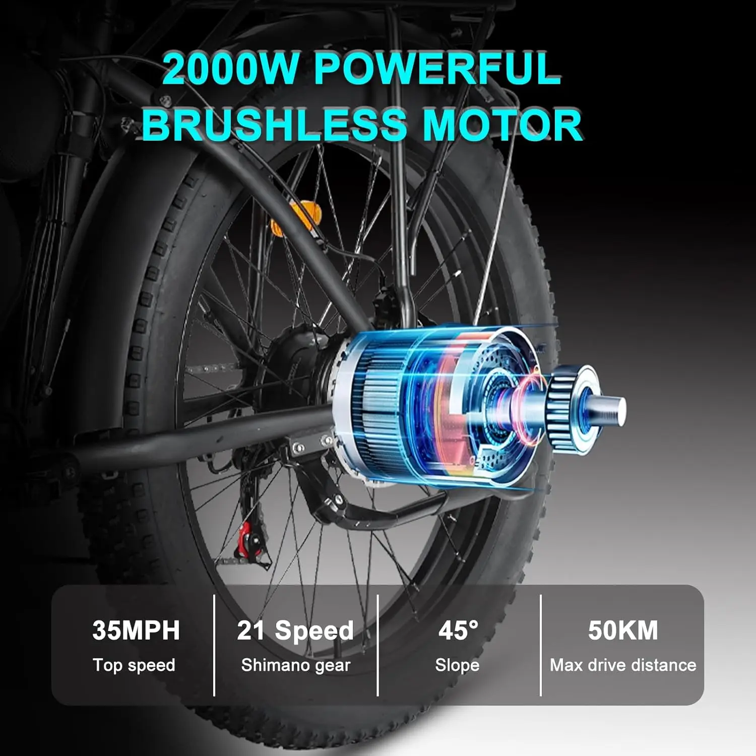 Bike for Adults,  XDC600 Dual Motor 2000W 48V/22.4Ah Removable Lithium Battery, 26