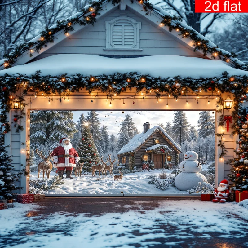 

1pc2D плоский зимний рождественский баннер для гаражных ворот - для украшения стен, новогоднего и праздничного оформления, без необходимости wsj