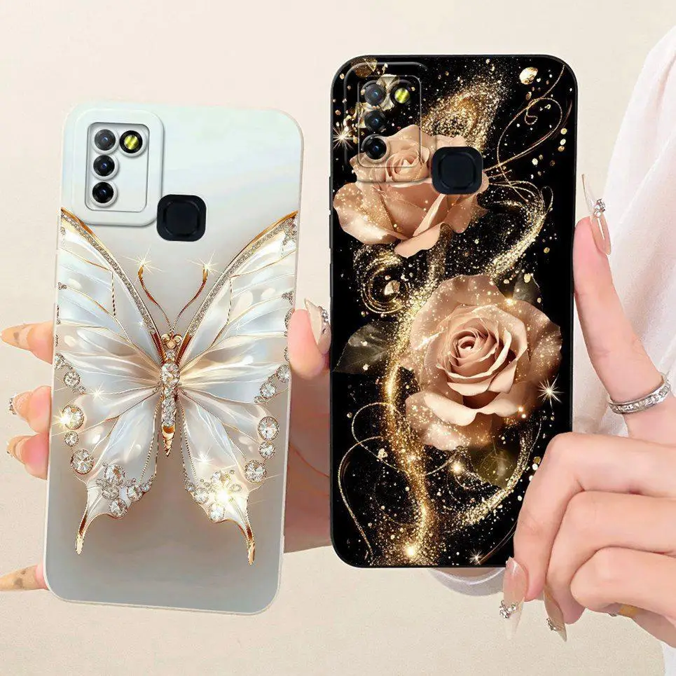 Daisy Bow Pattern Butterfly Flower Cherry Back Cover For Infinix Hot 10 Lite Phone Case Soft Silicone Casing On Infinix Smart 5 - view 5