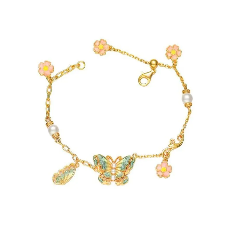 

ZOCA 925 Sterling Silver Flying Green Cute Butterfly Charm Bracelet Chain For Women Fashion Inset Jewelry Gift