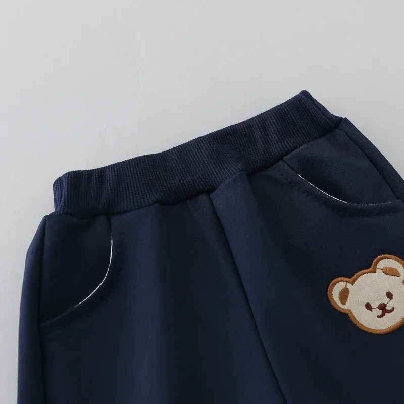 2-teiliges Kinderset für Frühling und Herbst, Einfaches Bärenkopf-Motiv, Rundhals-Langarmshirt und Hose, Outdoor-Set für Kleinkinder – Detail 9