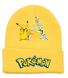 2024 New Pokemon Knitted Cap Headgear Pikachu Winter Letter Hat Cartoon Hat Birthday Christmas Gifts Shower
