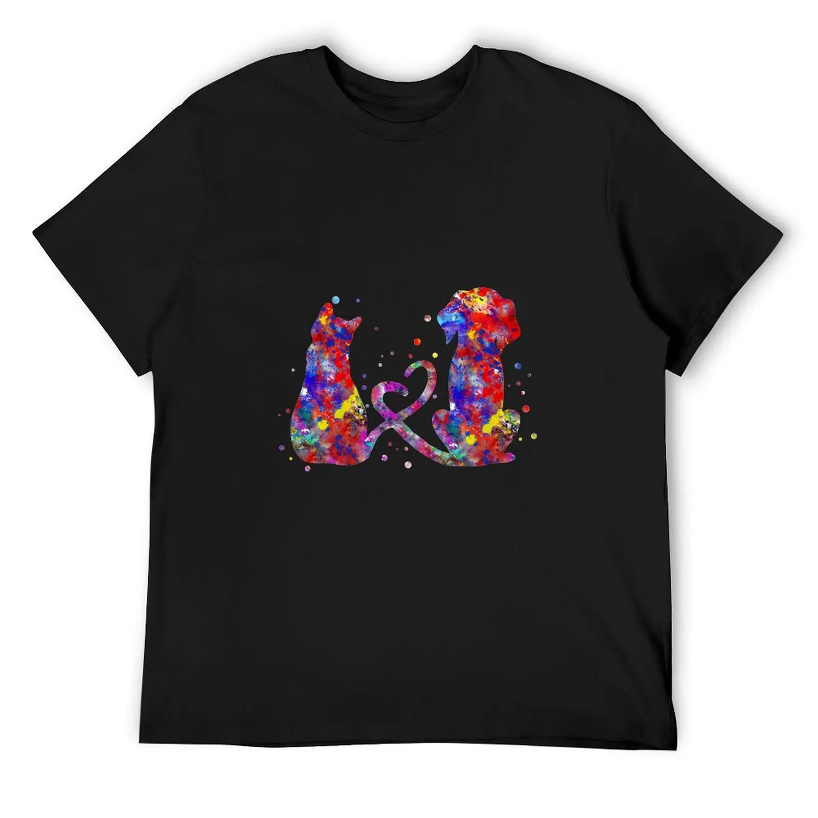 

Cat and dog, love art T-Shirt cheap stuff korean fashion cotton man t-shirts anime t shirts mens tall t shirts