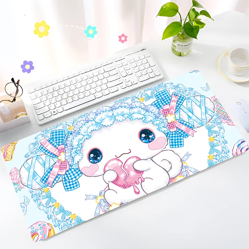 

Kawaii Cinnamoroll Mouse Pad Laptop Cute Anime Sanrio Extended Desk Mat For Girl Gift PC Gamer Cabinet Mousepad XXL Keyboard Rug