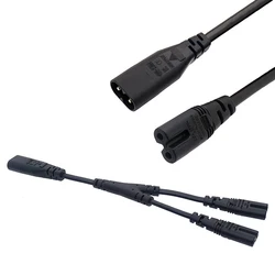 1PC IEC 320 C8 2Pin Male to 2 x C7 Female Y Split Power Cable About 30CM IEC 320 C7 to C8 extension cords C8 male to C7 female