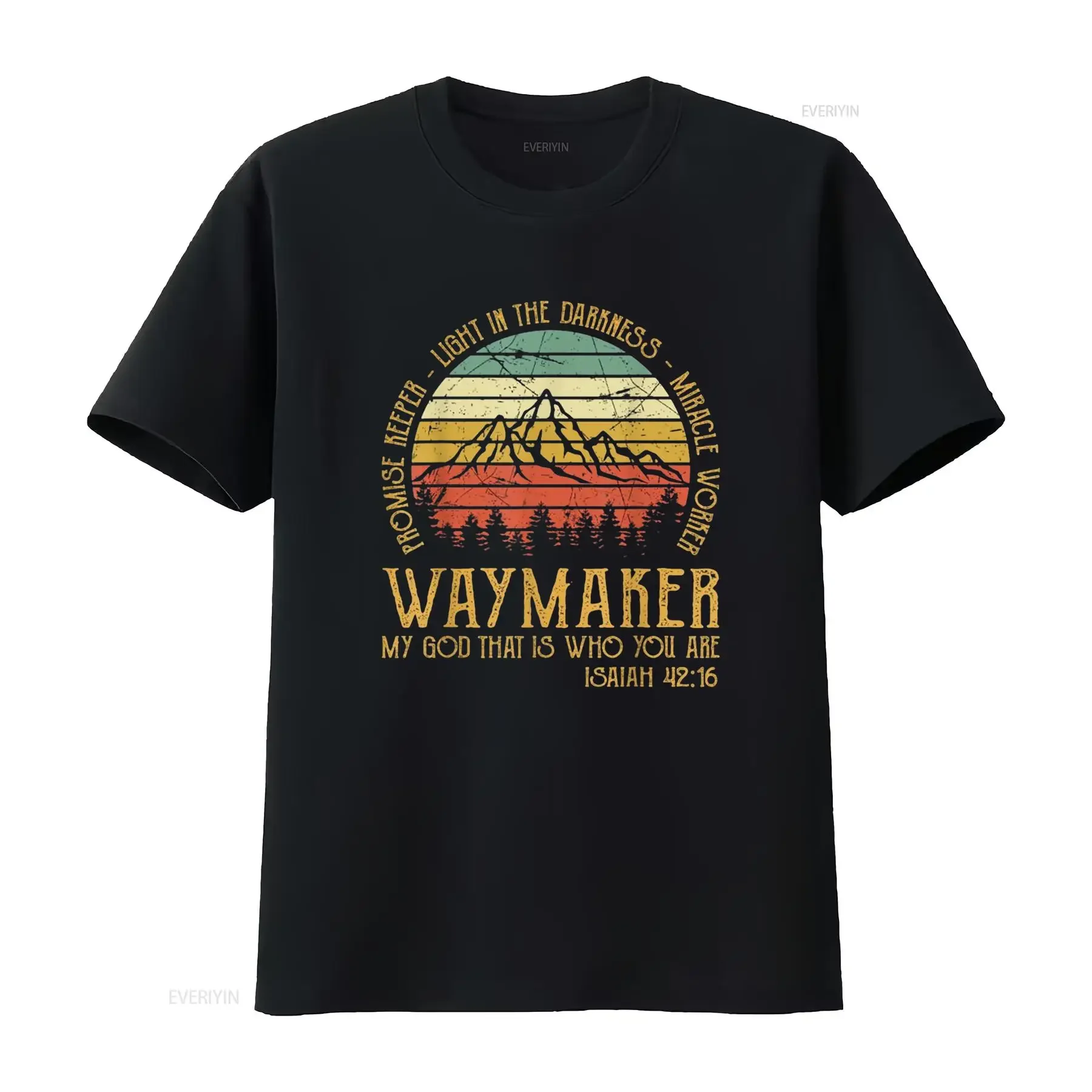 Waymaker Miracle Worker Promise Keeper T Shirt Christian Black 2X Large vintage Washed designer clothes graphic streetwear Soft