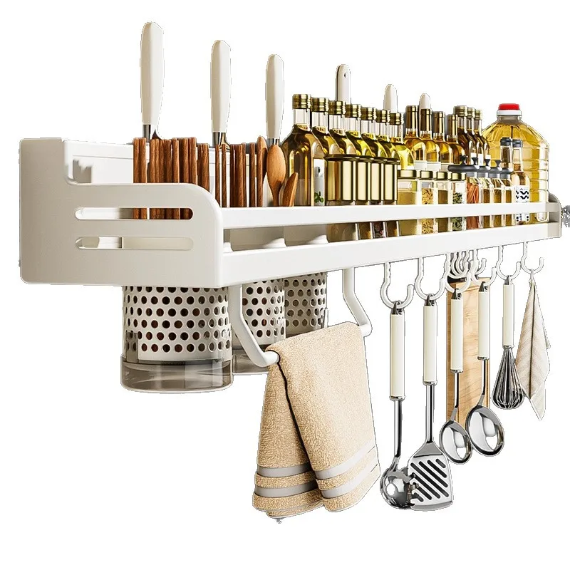 رف مطبخ من الفولاذ المقاوم للصدأ، رف تخزين منزلي متعدد الوظائف مثبت على الحائط