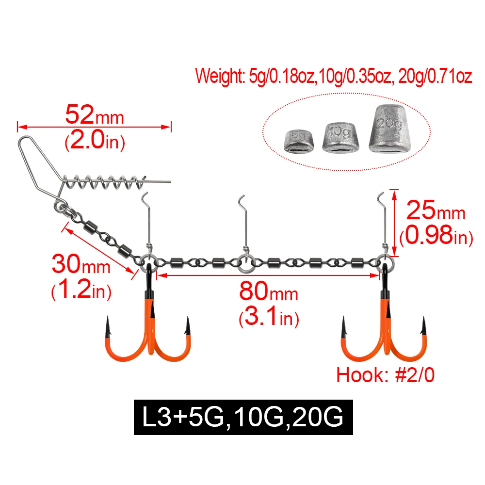 Spinpoler Rolling Wartels Spiraal Stinger Rig Vissen Kit 2X UV Dreggen Met Zinklood Gewicht Voor Zachte Lokken Swimbait Snoek Bass