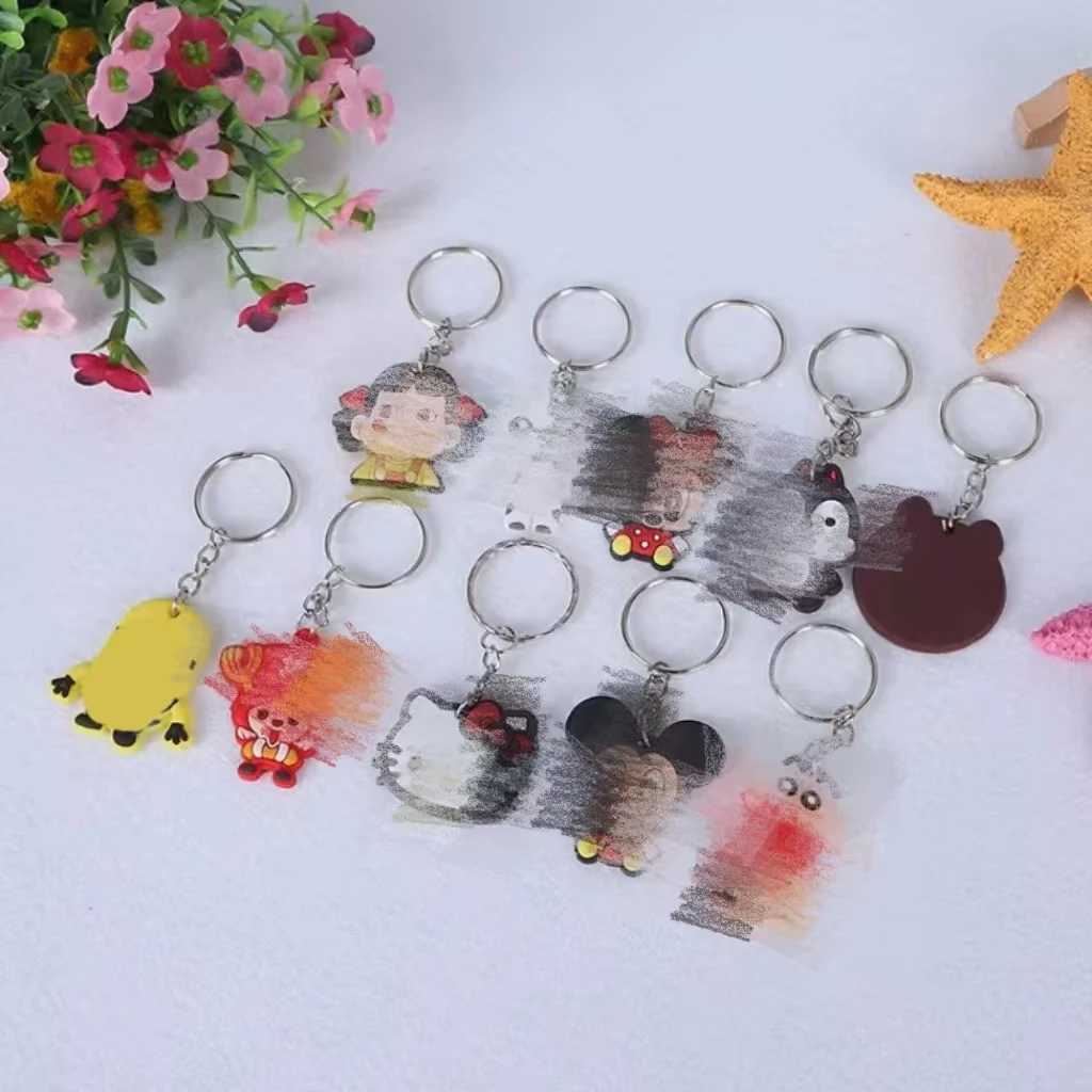 50pcs/Lot PVC Creative Cute Cartoon Keychain Mascot Personalized Soft Rubber Gift Keyring Gift Small Commodity Bag Doll Pendant