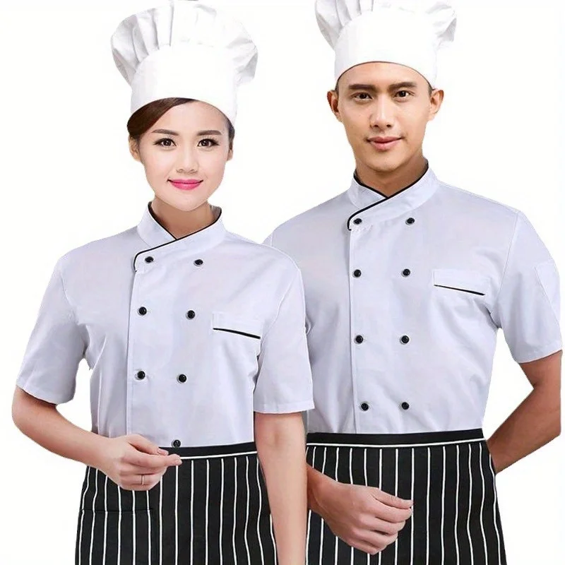 Chef Work Clothes Men Short-sleeved Back Kitchen Clothes Women Catering Workwear Long-sleeved Hotel Hotel Chef Clothing Summer