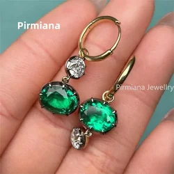 Primiana New Fashion 14k Yellow and Black Gold 3.6ct Lab Grown Emerald Earrings for Women Party Gifts