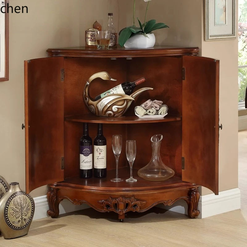 

PYH retro corner low cabinet living room furniture corner storage wine fan-shaped triangular cabinet size apartment