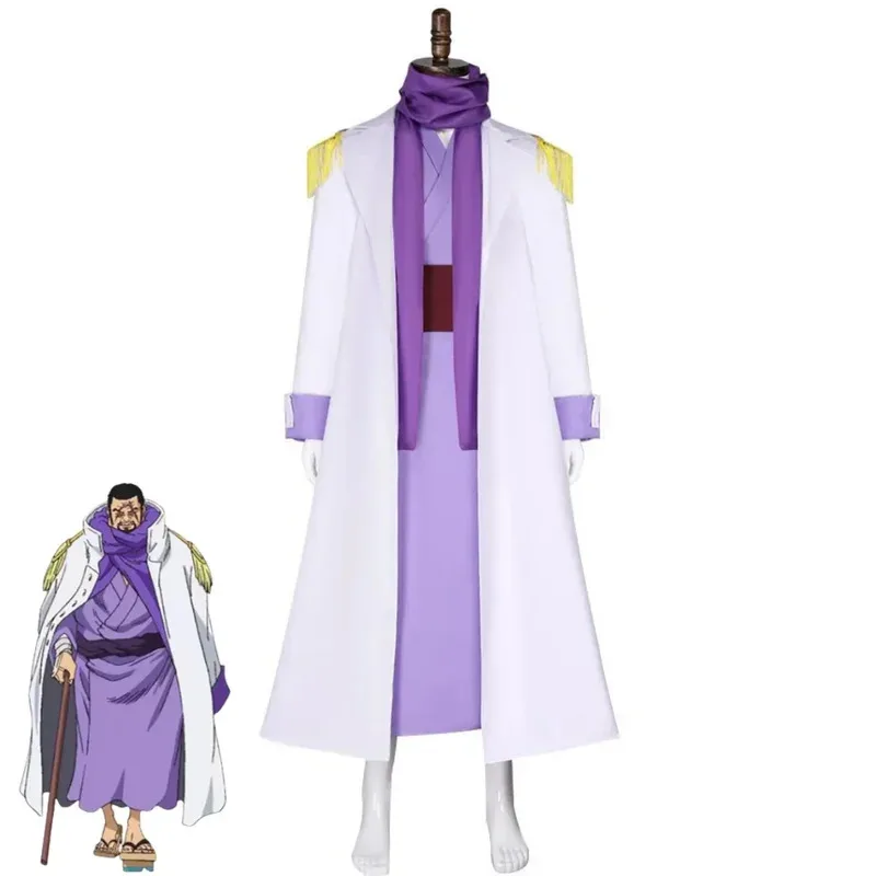

CyAnime General Issho Cosplay Costume Fujitora Admiral Marine Trench Japanese Purple Kimono Cloak Man Halloween Carnival Suit