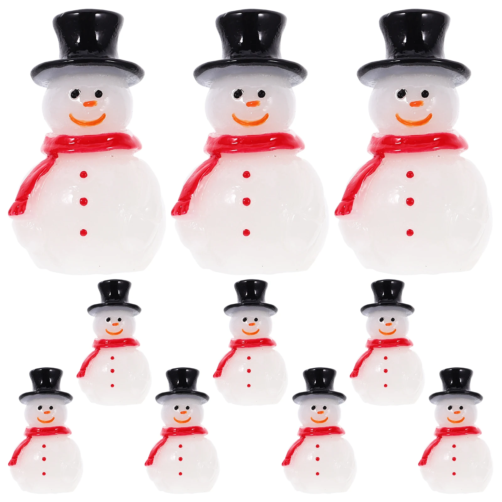 

10 Pcs Mini Snowman Resin Figurines Decorations Garden Miniature Ornament Desktop Micro Ornaments Tiny Statues
