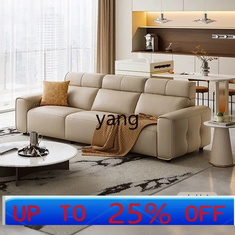 LH leather living room minimalist style household size apartment living room straight row multi-functional sofa