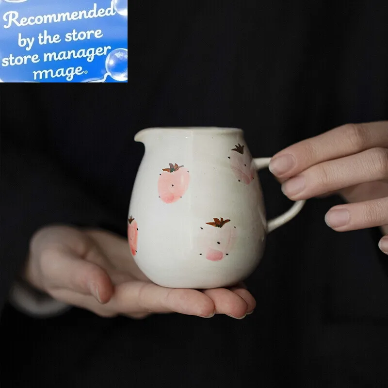 

180 мл керамическая клубничная чашка с ручной росписью, кувшин для чая с защитой от ожогов, диспенсер для чая, чашка для справедливости, набор для чая кунг-фу