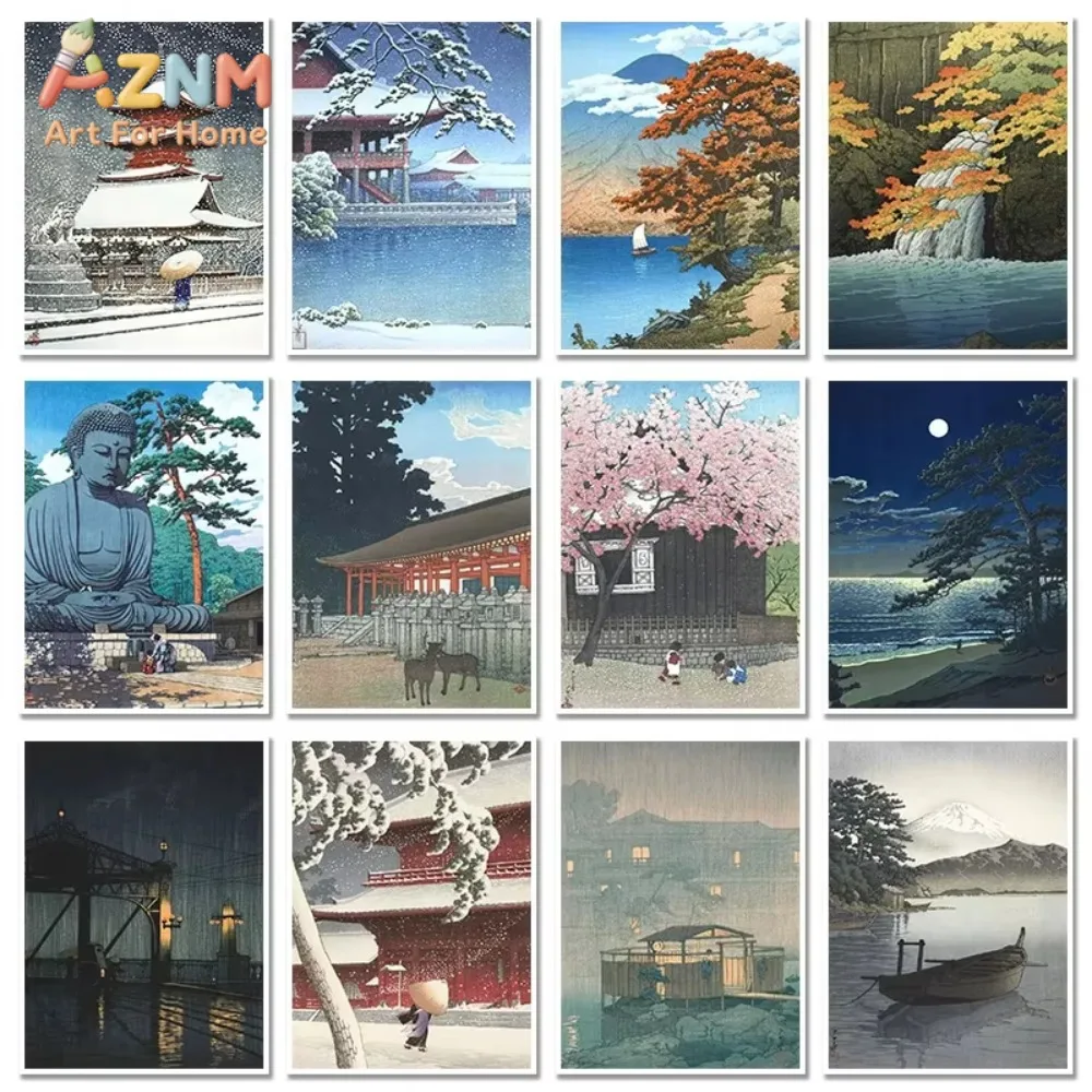 

1pc Kawase Hasui Artwork HD Posters and Prints Retro Japanese Landscapes Canvas Painting Wall Art HD Pictures for Room Office