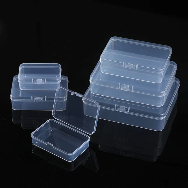 

Small Transparent Storage Box Rectangle Plastic Container Jewelry Earrings Organizer Storage Case Beads organizer Packaging Box