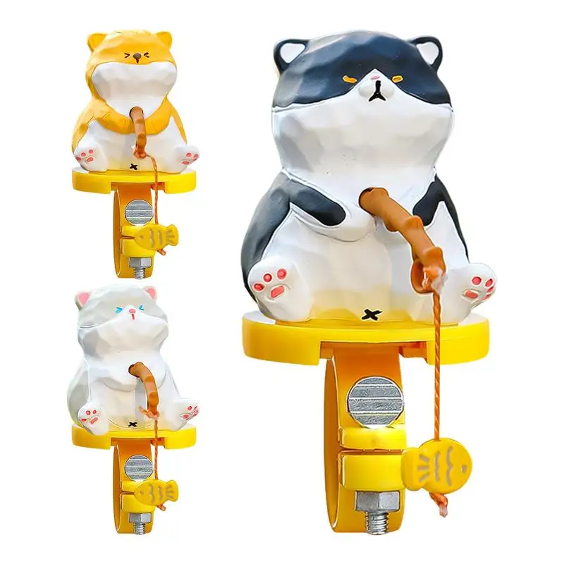 

cat Bike Handlebar Ornament Cartoon Fishing Cat Cycling Handlebar Figurine Dashboard Decor Creative Jump Bicycle Accessories