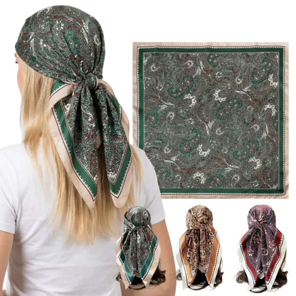 Silky Smooth Women's Headscarf Cashew Flower Pattern Breathable Arabic Square Scarf Sun Protection Versatile Middle East Shawl view 4