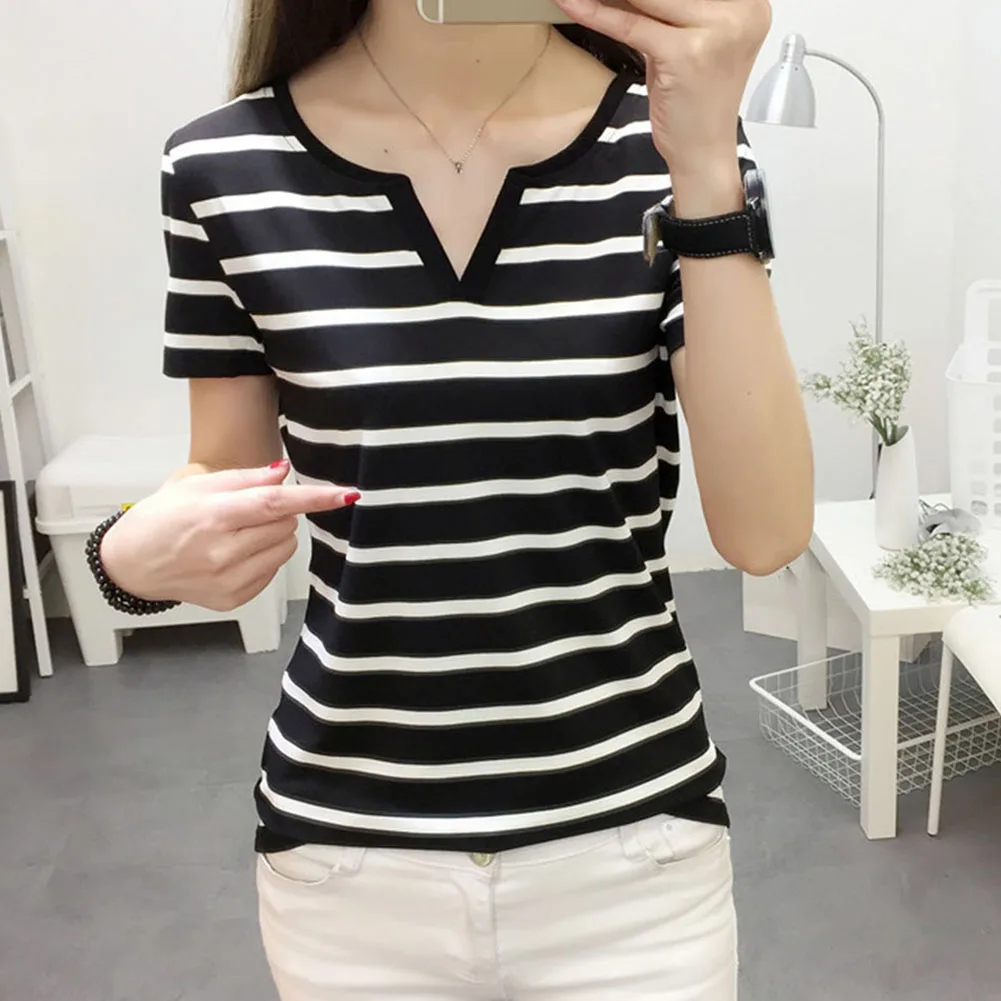일상복을위한 세련된 여성 탑 여성용 티셔츠 루즈핏 v 넥 티셔츠 외출을위한 세련된 캐주얼 셔츠 캐주얼 탑