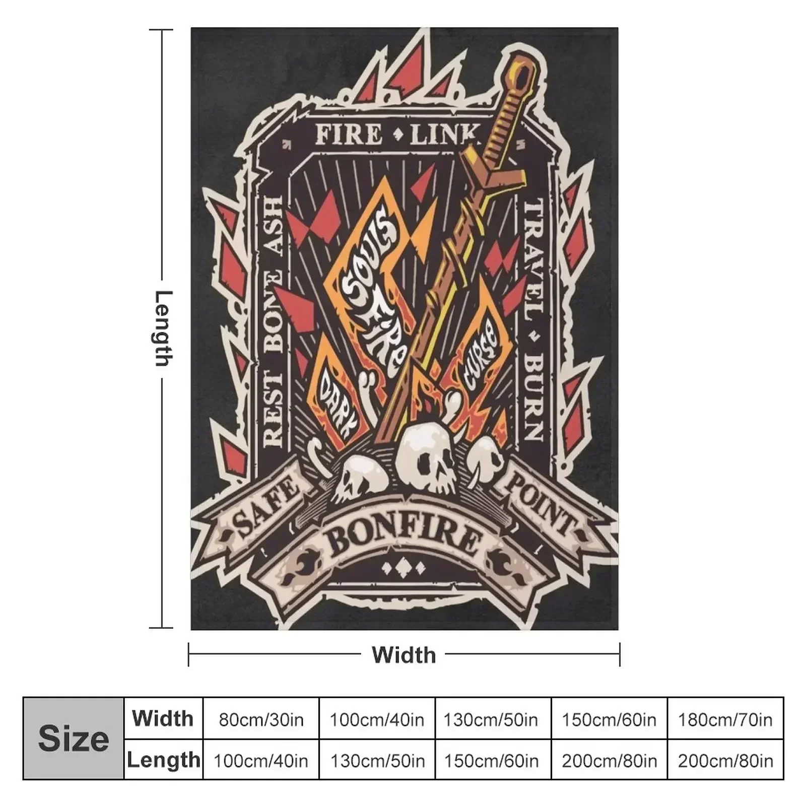 Dark Bonfire Emblem with Curse Souls Color Throw Blanket Blankets For Bed sofa bed Warm Plaid Blankets