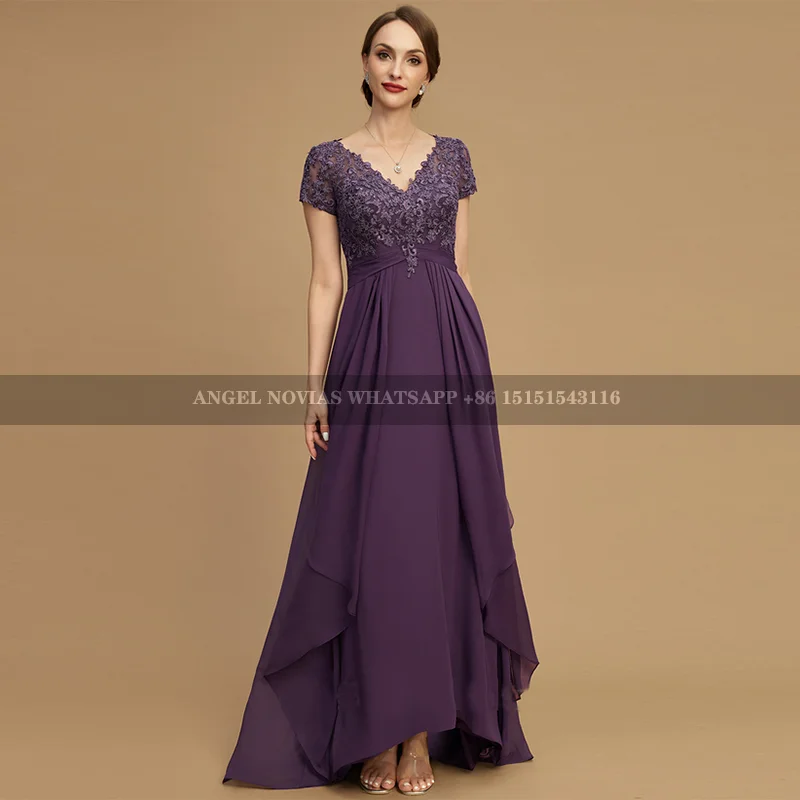 

Long Purple Mother of the Bride Dresses 2025 Wedding Party Gown with Sleeves vestidos para madre de novia 2024