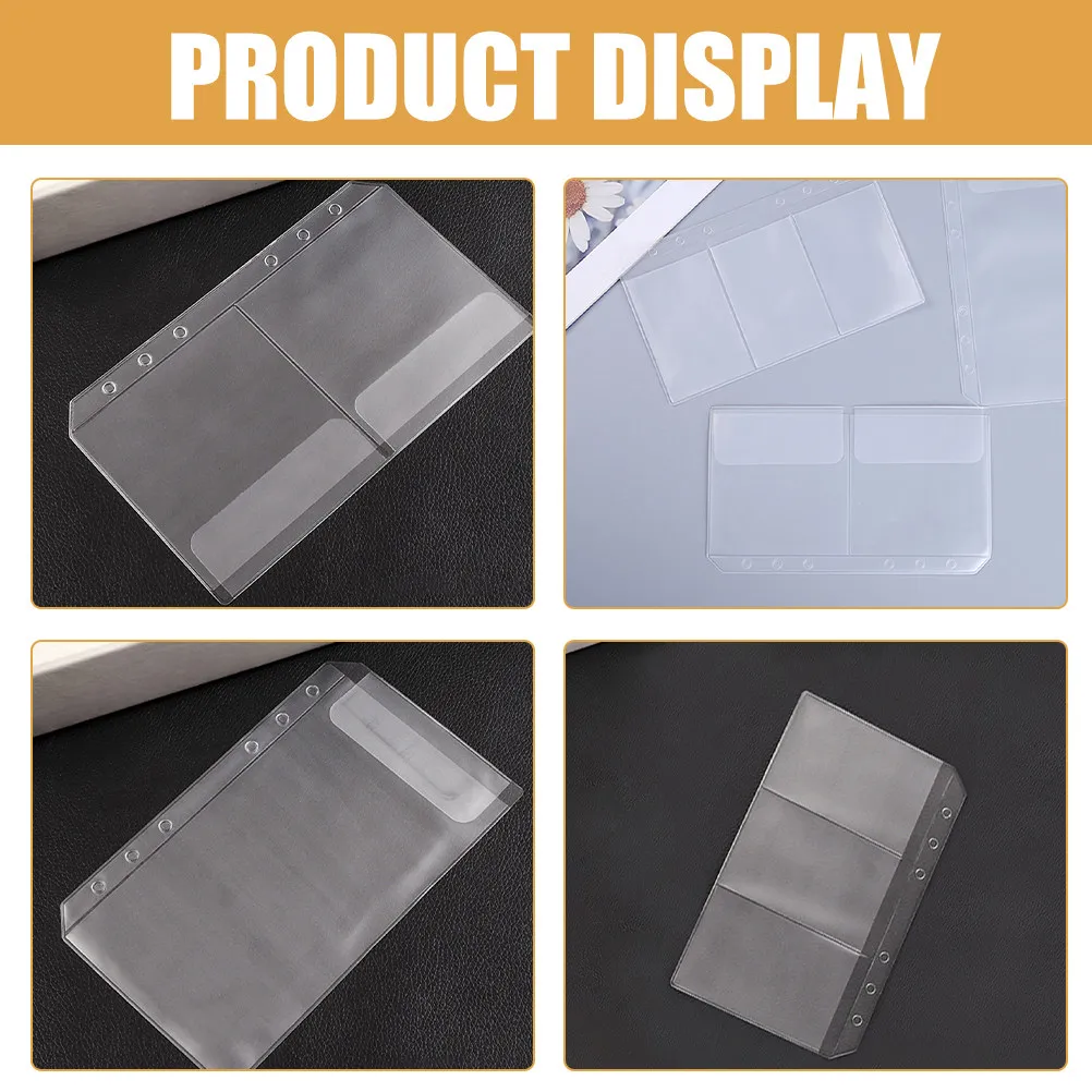 

12Pcs A6 PVC Loose Leaf Binder Pouch Clear Binder Pocket Folder Receipt Organizer Business Card Storage Refill
