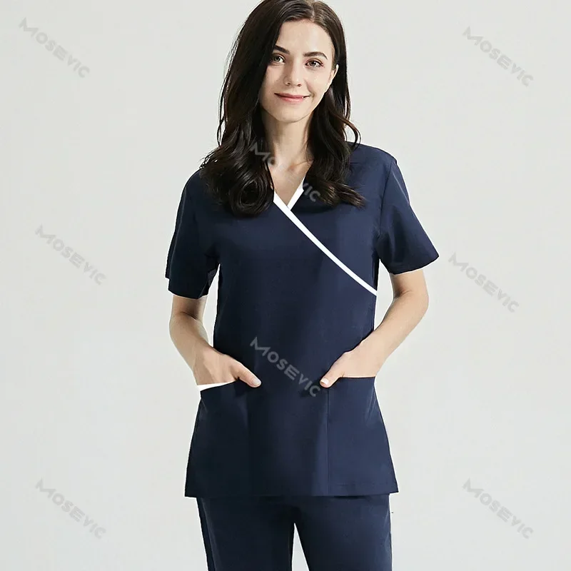 Women Scrubs Sets Nurse Accessories Medical Uniform Slim Fit Hospital Dental Clinical Workwear Clothing Surgical Overall Suits