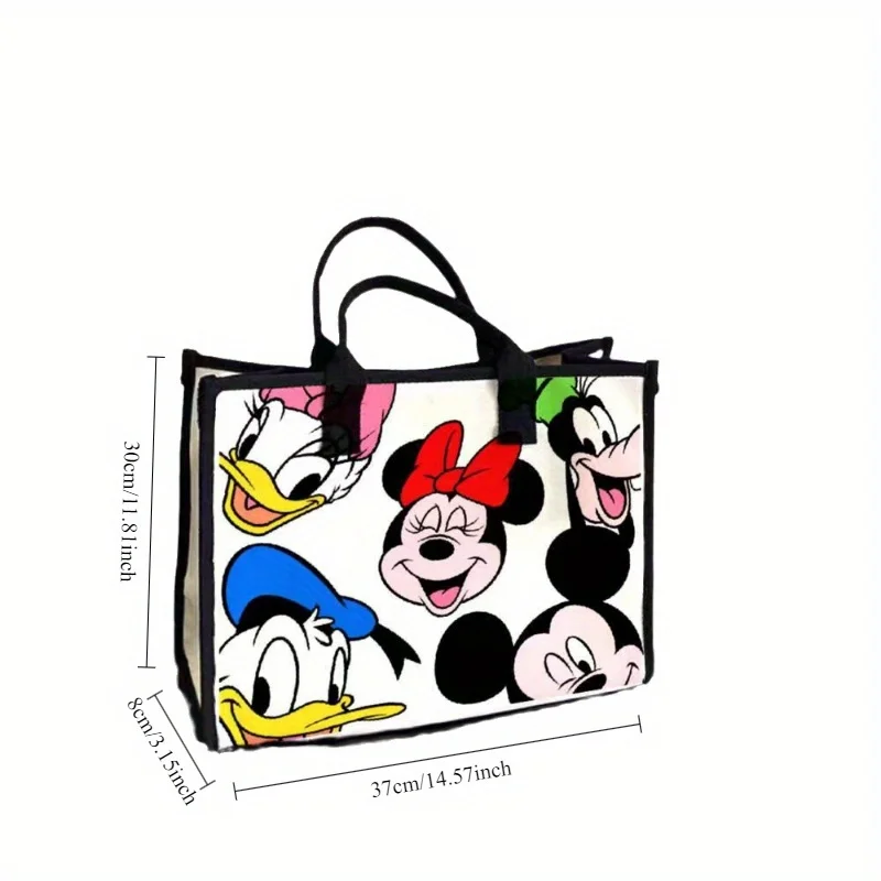 UME Cute Minnie Cartoon Canvas Tote Bag for Women Large Capacity Versatile Shoulder & Handbag for Everyday Use