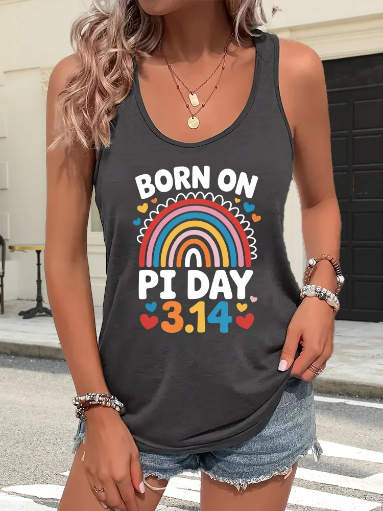 

Женская майка Born On без рукавов, повседневная, с круглым вырезом, дышащая, базовая, для лета, свободного кроя, для повседневной носки