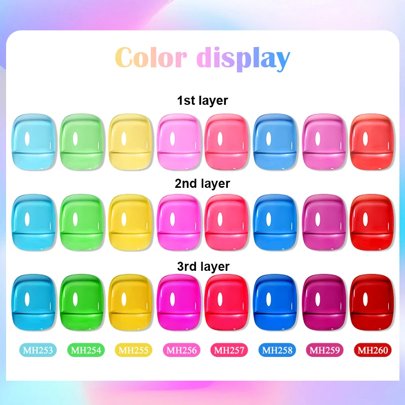 10ml  Glass Jelly Nail Gel Translucent Sheer UV LED Soak Off Gel Polish Bright Neon Candy Color Varnish For Salon DIY Manicure